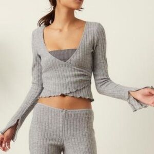 NWOT UO Out From Under Lila Cozy Ribbed Wrap Crossover Top